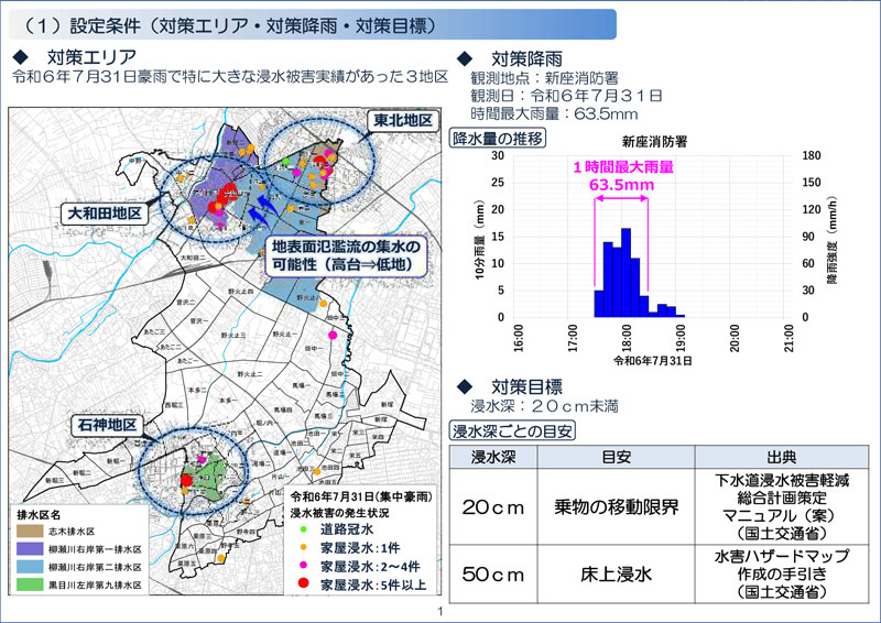 （１）設定条件（対策エリア・対策降雨・対策目標）